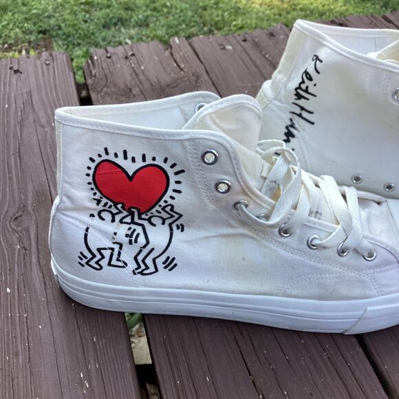 H&M x Keith Haring High-Top Sneakers White Canvas Men’s 11.5 / EU 45 - Picture 1 of 7